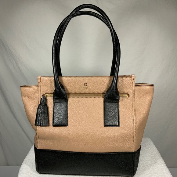 kate spade Handbags - Kate Spade Large Leather Tan and Black Tote